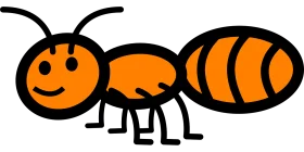 Playful Orange and Black Cartoon Ant Clipart with Cute Smiley Face Design