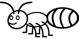 Simple Black and White Hand-Drawn Ant Clipart with Cute Cartoon Style