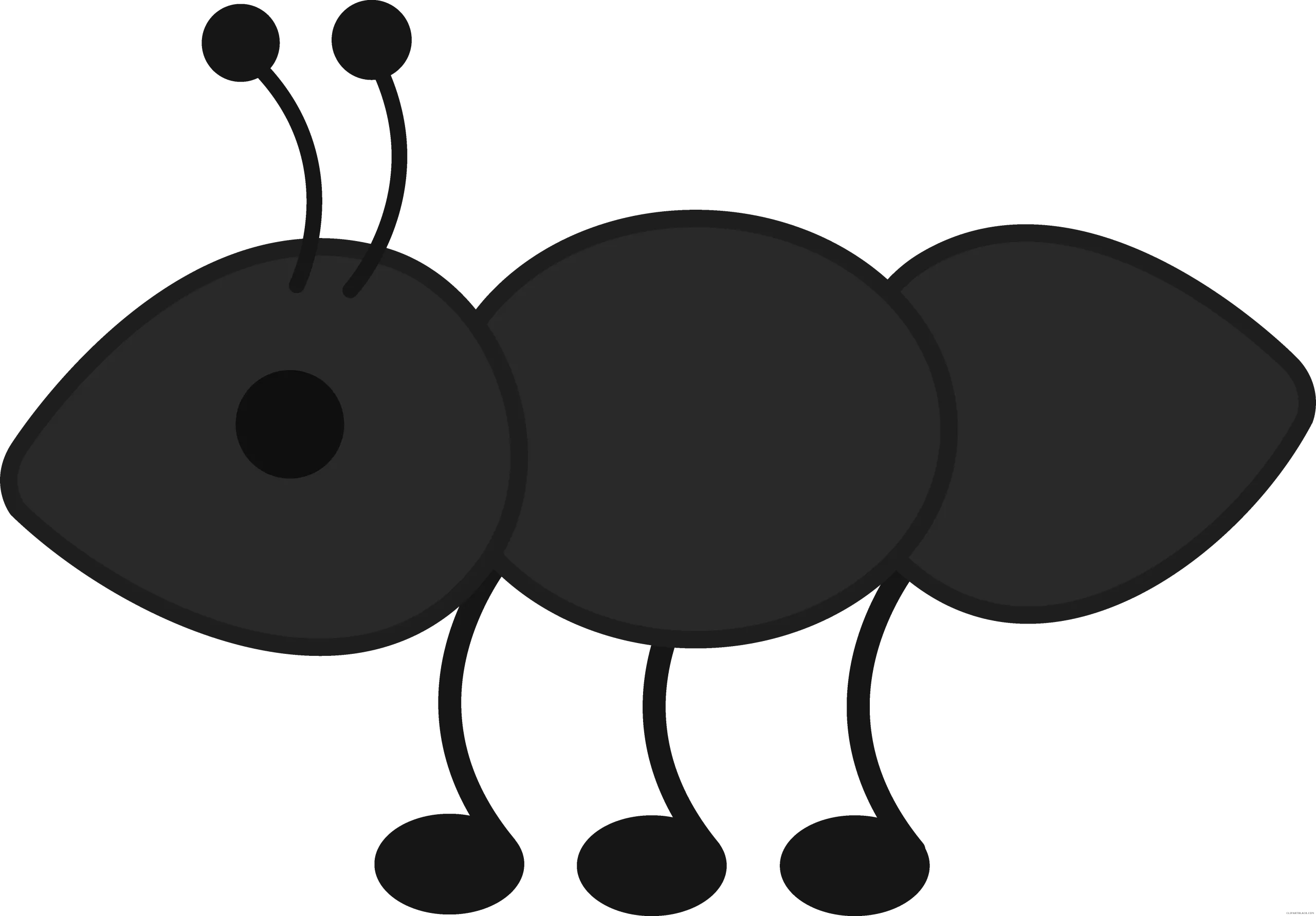 Simple Black Minimalist Ant Clipart Design with Clean Silhouette Style