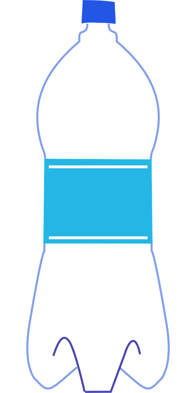 Simple Blue and White Plastic Water Bottle Minimalist Clipart Design