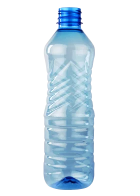 Translucent Blue Plastic Water Bottle Clipart with Elegant Curved Design