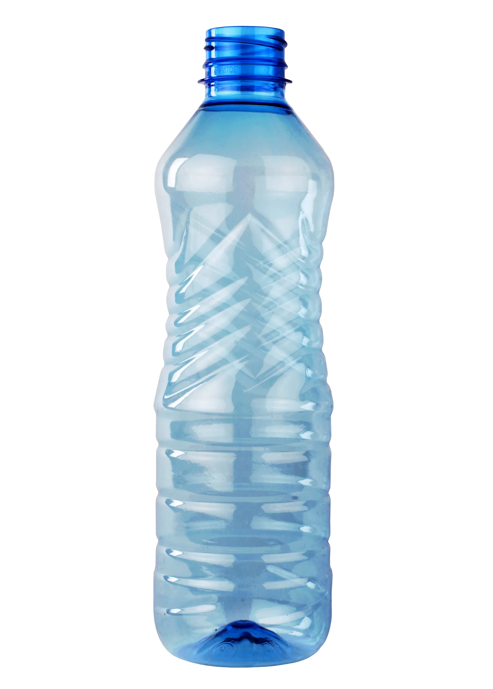 Translucent Blue Plastic Water Bottle Clipart with Elegant Curved Design