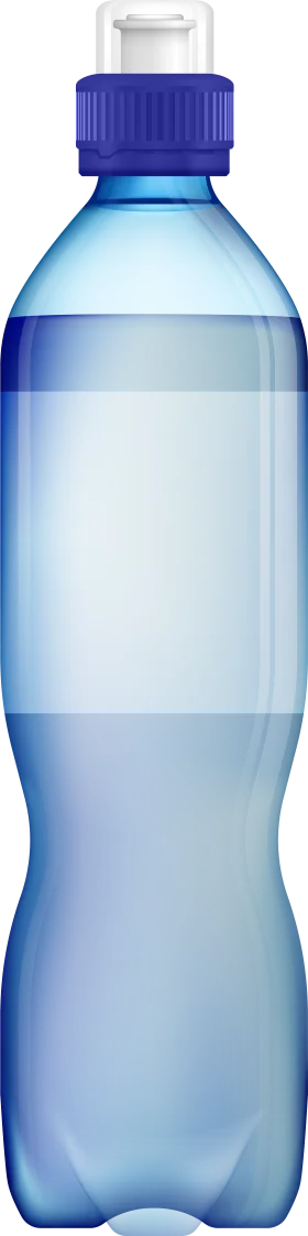 Transparent Blue Water Bottle Clipart with Curved Ergonomic Design