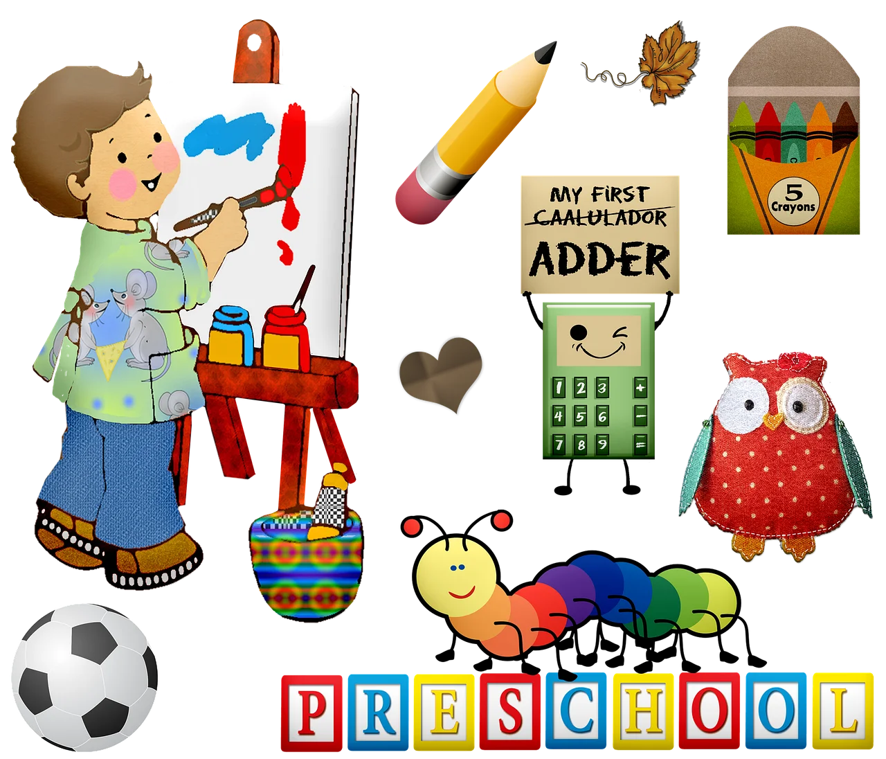 Adorable Kindergarten School Supplies and Learning Clipart Collection for Kids