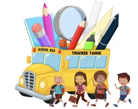 Back-to-School Adventure: Cheerful School Bus and Learning Tools Clipart Collection