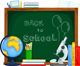 Back to School Classroom Essentials Colorful Educational Clipart Composition