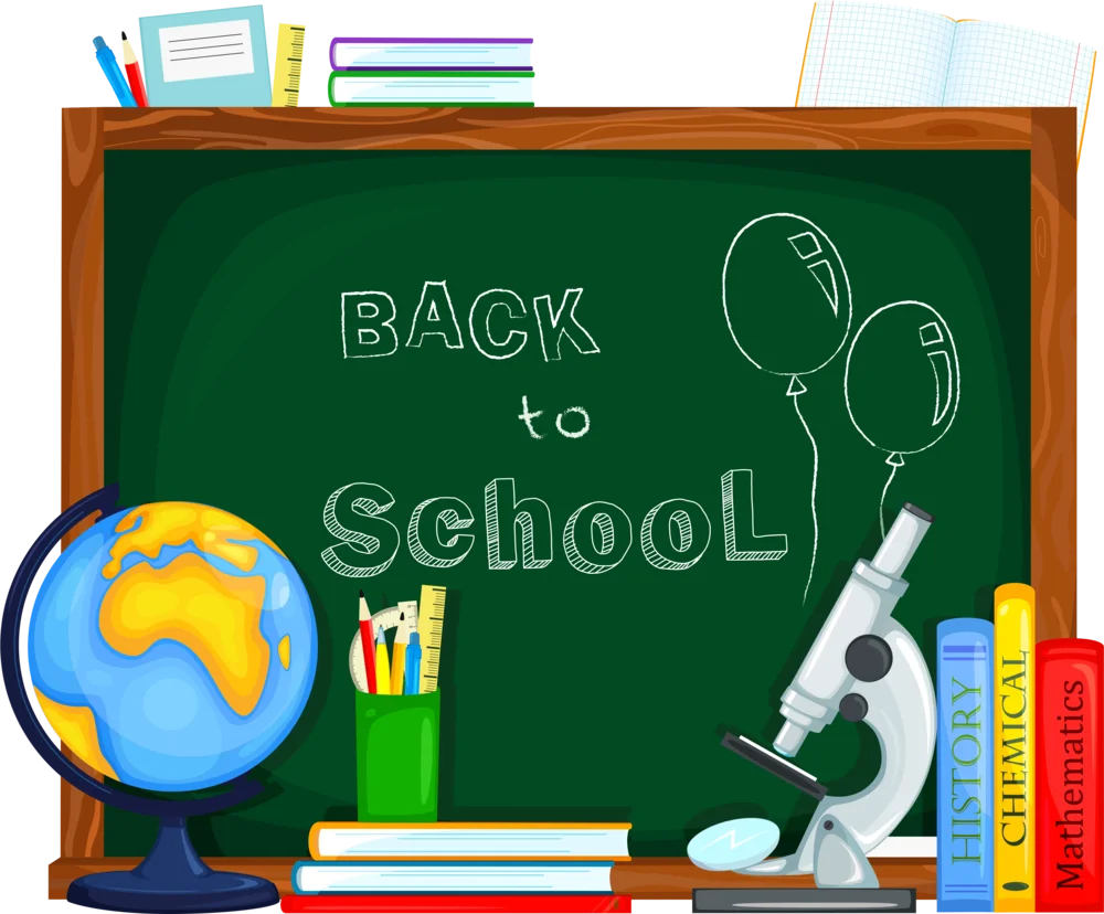 Back to School Classroom Essentials Colorful Educational Clipart Composition