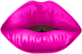 Bold and Bright Glossy Pink Lips Artistic Clipart Design Element