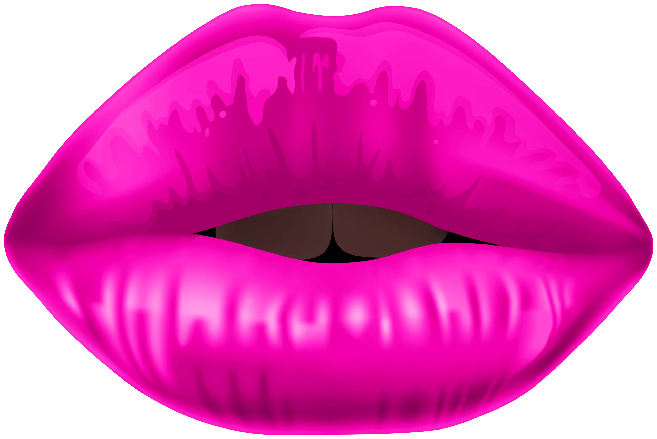 Bold and Bright Glossy Pink Lips Artistic Clipart Design Element