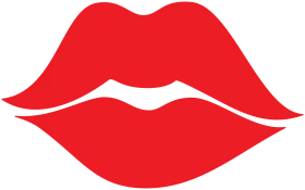 Bold Crimson Lips Silhouette Stylish Vector Clipart Design Element
