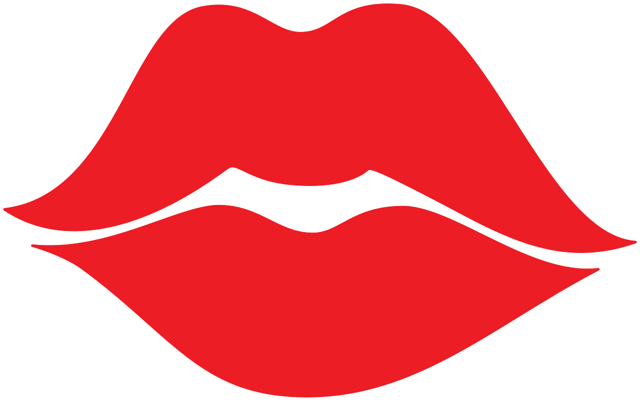 Bold Crimson Lips Silhouette Stylish Vector Clipart Design Element