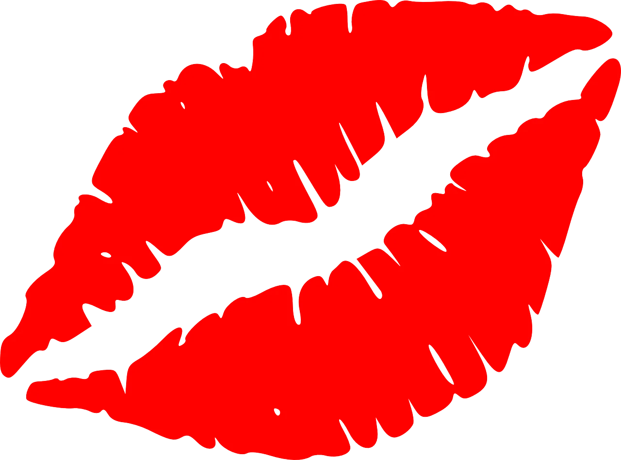 Bold Crimson Lipstick Kiss Mark Clipart - Passionate Graphic Design Element