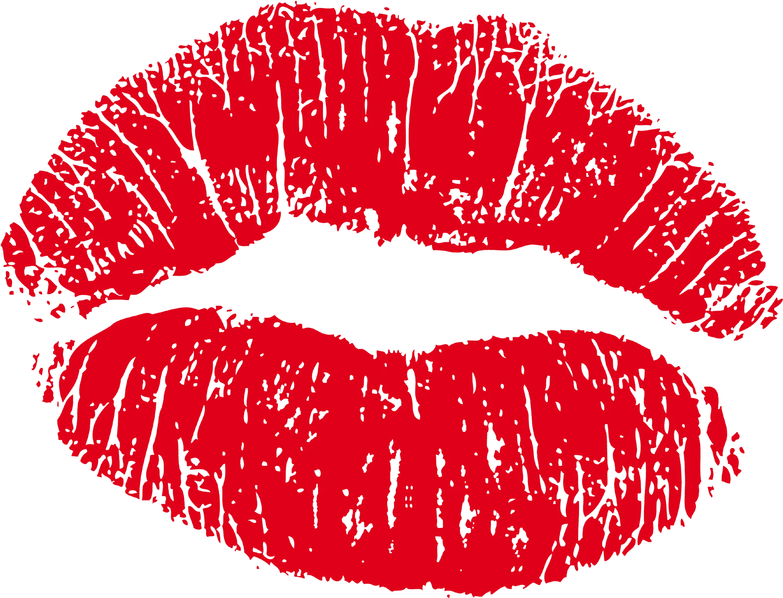 Bold Crimson Lipstick Mark Clipart - Passionate Red Kiss Impression