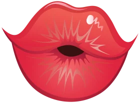 Bold Crimson Pucker: Stylized Cartoon Lips Clipart Design
