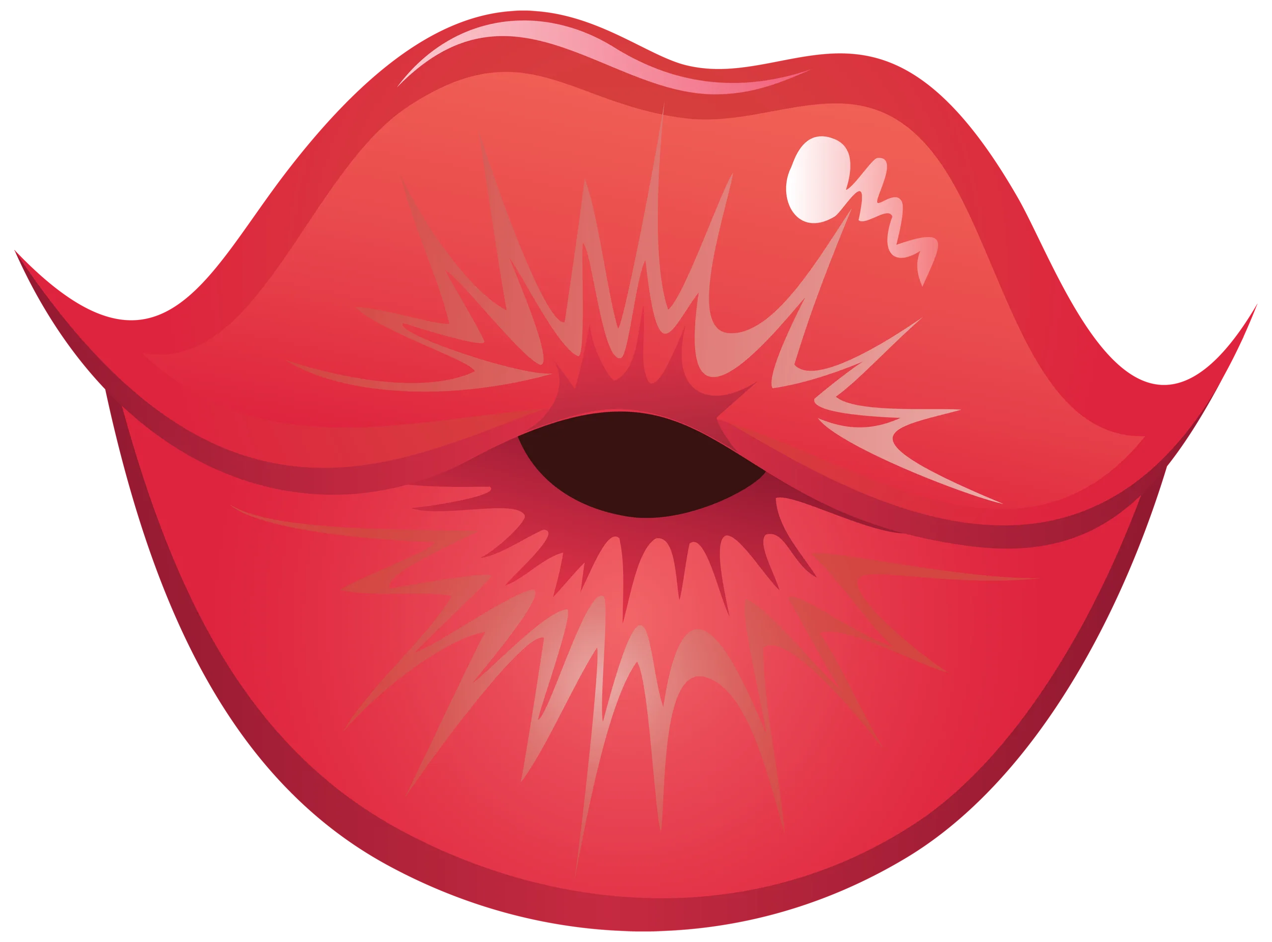 Bold Crimson Pucker: Stylized Cartoon Lips Clipart Design