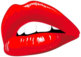 Bold Crimson Sensual Lips Graphic Design Clipart Illustration