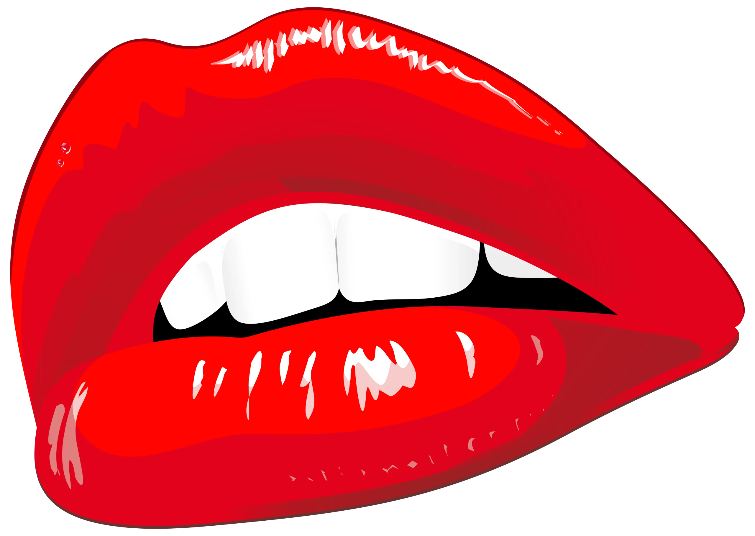 Bold Crimson Sensual Lips Graphic Design Clipart Illustration