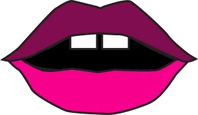 Bold Magenta Pop Art Style Lips Clipart Graphic Design Element
