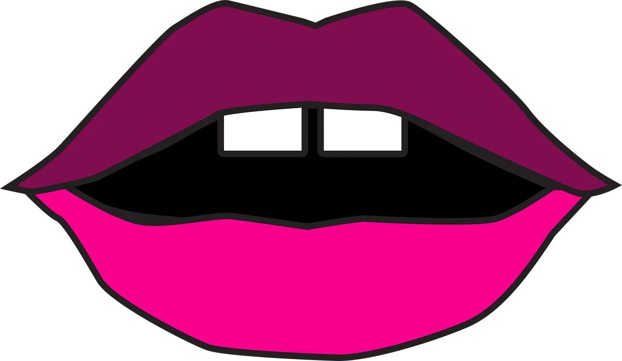 Bold Magenta Pop Art Style Lips Clipart Graphic Design Element