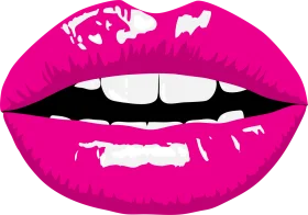 Bold Magenta Pop Art Style Sensual Lips Glossy Clipart Design