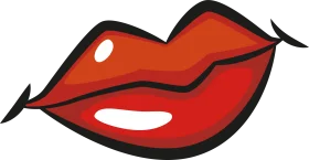 Bold Red Sensual Lips Clipart Design with Glossy Highlight