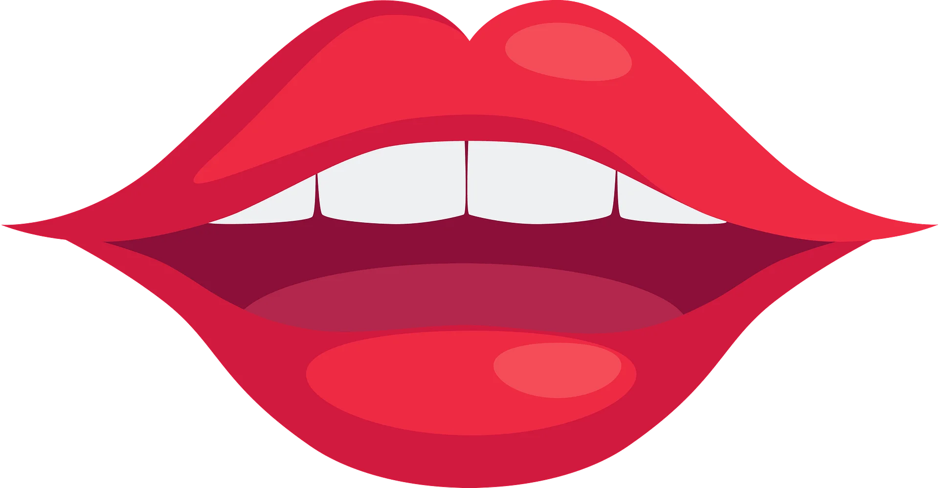 Bold Red Sensual Lips Clipart Vector Graphic Design Element