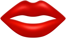 Bold Scarlet Sensual Lips Clipart Design with Smooth Contours and Glamorous Appeal