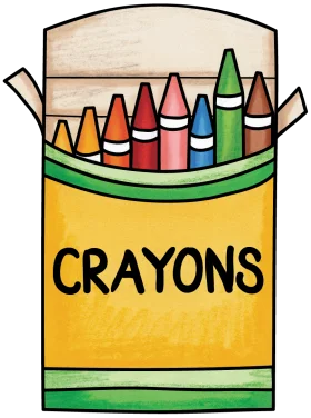 Cheerful School Days Crayon Box Clipart - Colorful Drawing Tools