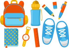 Cheerful School Preparation Essentials Clipart Collection for Students
