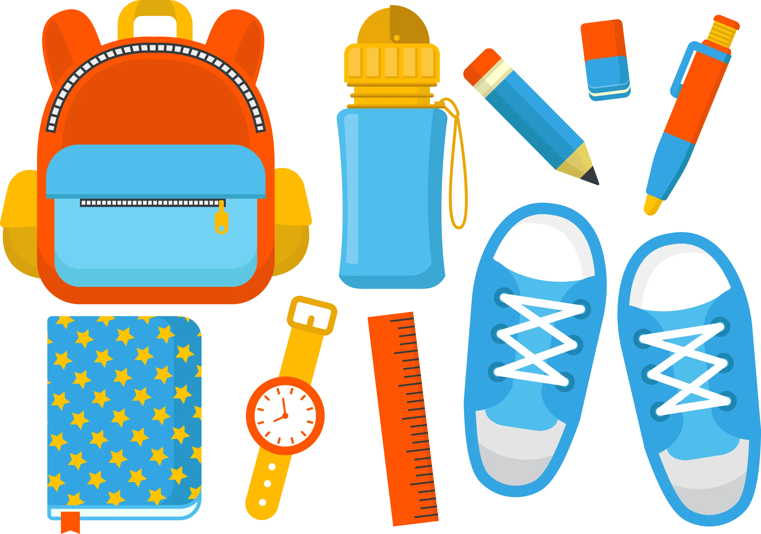 Cheerful School Preparation Essentials Clipart Collection for Students