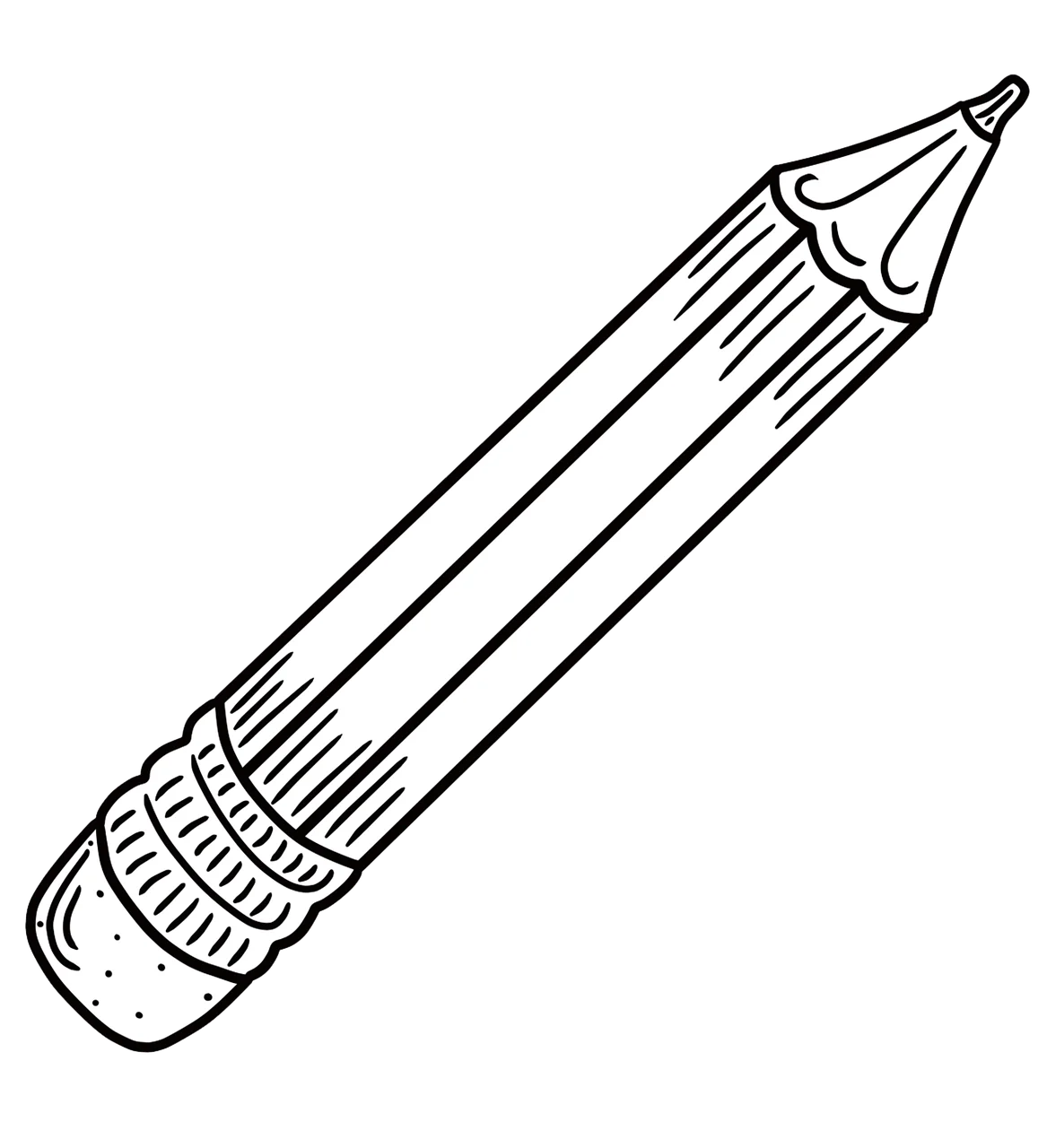 Classic School Pencil Clipart - Simple Artistic Drawing for Educational Materials