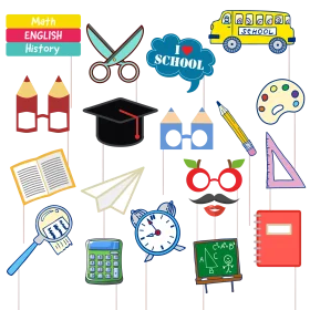 Colorful and Creative School Supplies Clipart Collection for Educational Designs