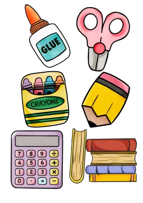 Colorful School Supplies Clipart Collection: Essential Learning Tools Illustration