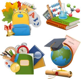 Colorful School Supplies Clipart Collection for Educational Resources and Design