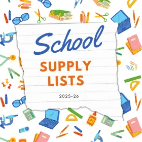 Colorful School Supply Lists 2025-26 Educational Clipart Design Template
