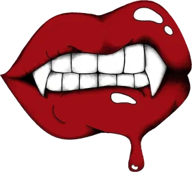 Dramatic Vampire Fangs Crimson Lips Graphic Clipart Design