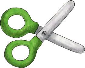 Green-Handled Scissors Clipart: Essential School Supply Illustration