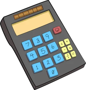 Handheld Electronic Calculator Clipart with Colorful Numeric Keypad