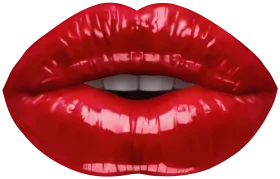 Luscious Crimson Lips Clipart: Sensual Glossy Pout Graphic Design Element