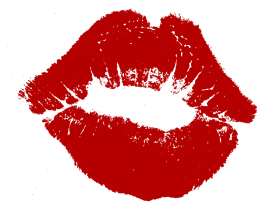 Passionate Red Lipstick Kiss Mark Silhouette Romantic Clipart Design