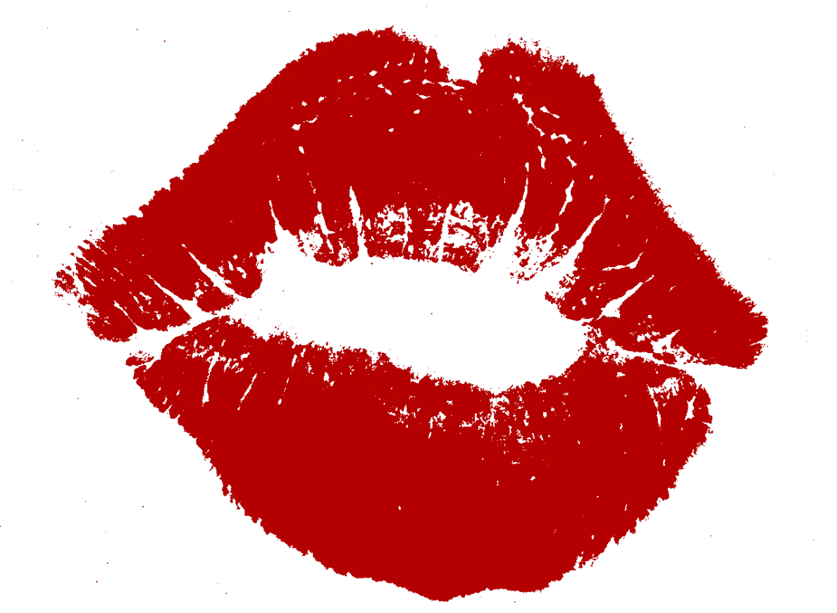 Passionate Red Lipstick Kiss Mark Silhouette Romantic Clipart Design