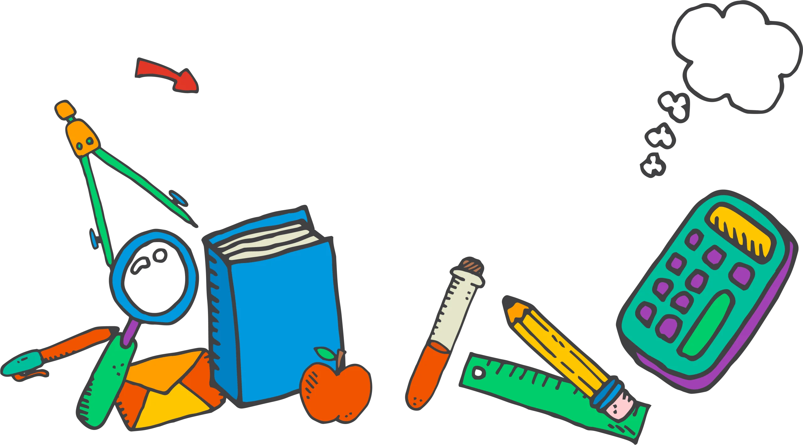 Playful School Supplies Clipart Collection - Educational Tools Illustration
