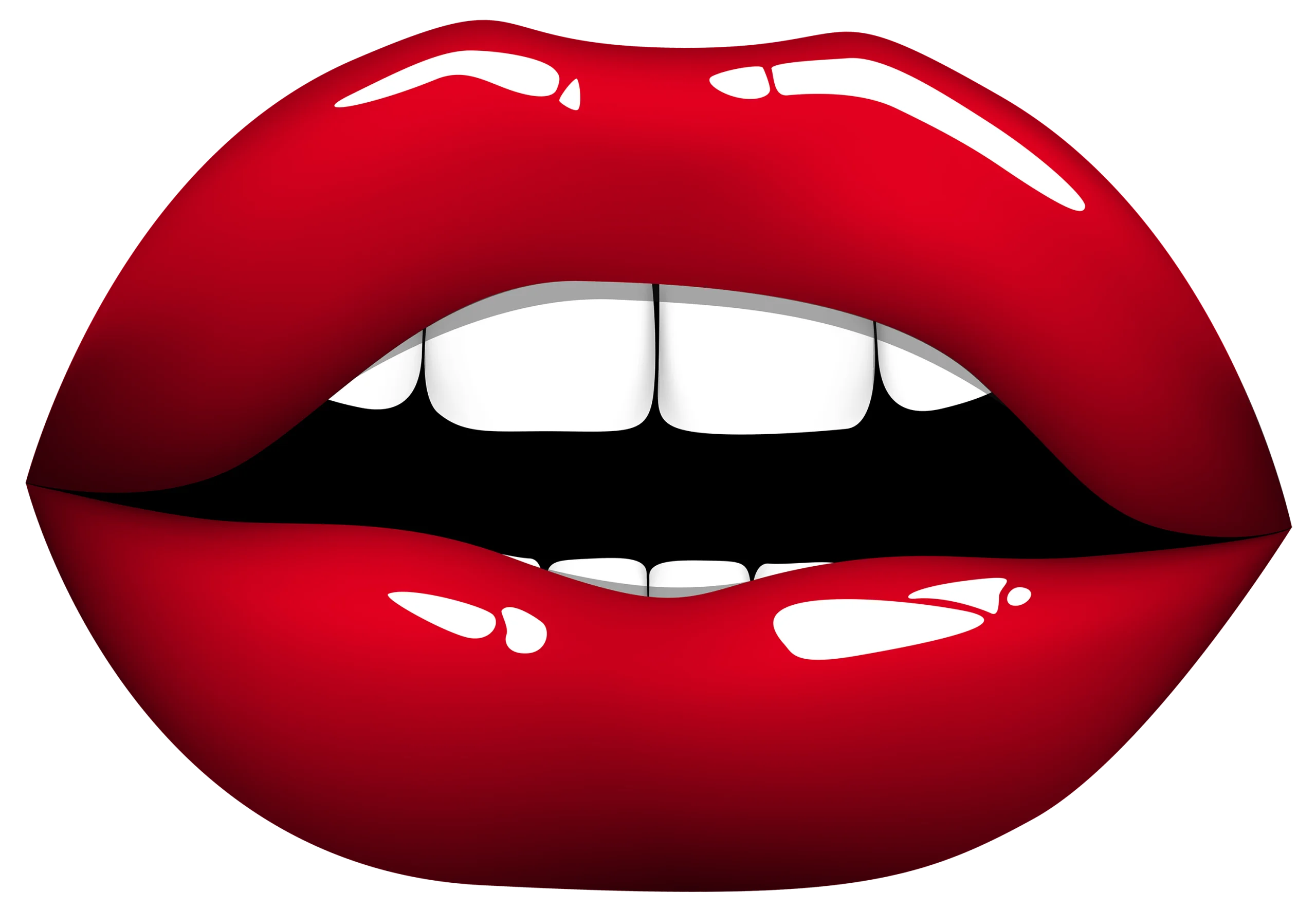 Sensational Red Glossy Lips Clipart Design with Dramatic Sheen and Style