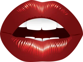 Sensual Red Glossy Lips Clipart Illustration with Dramatic Sheen