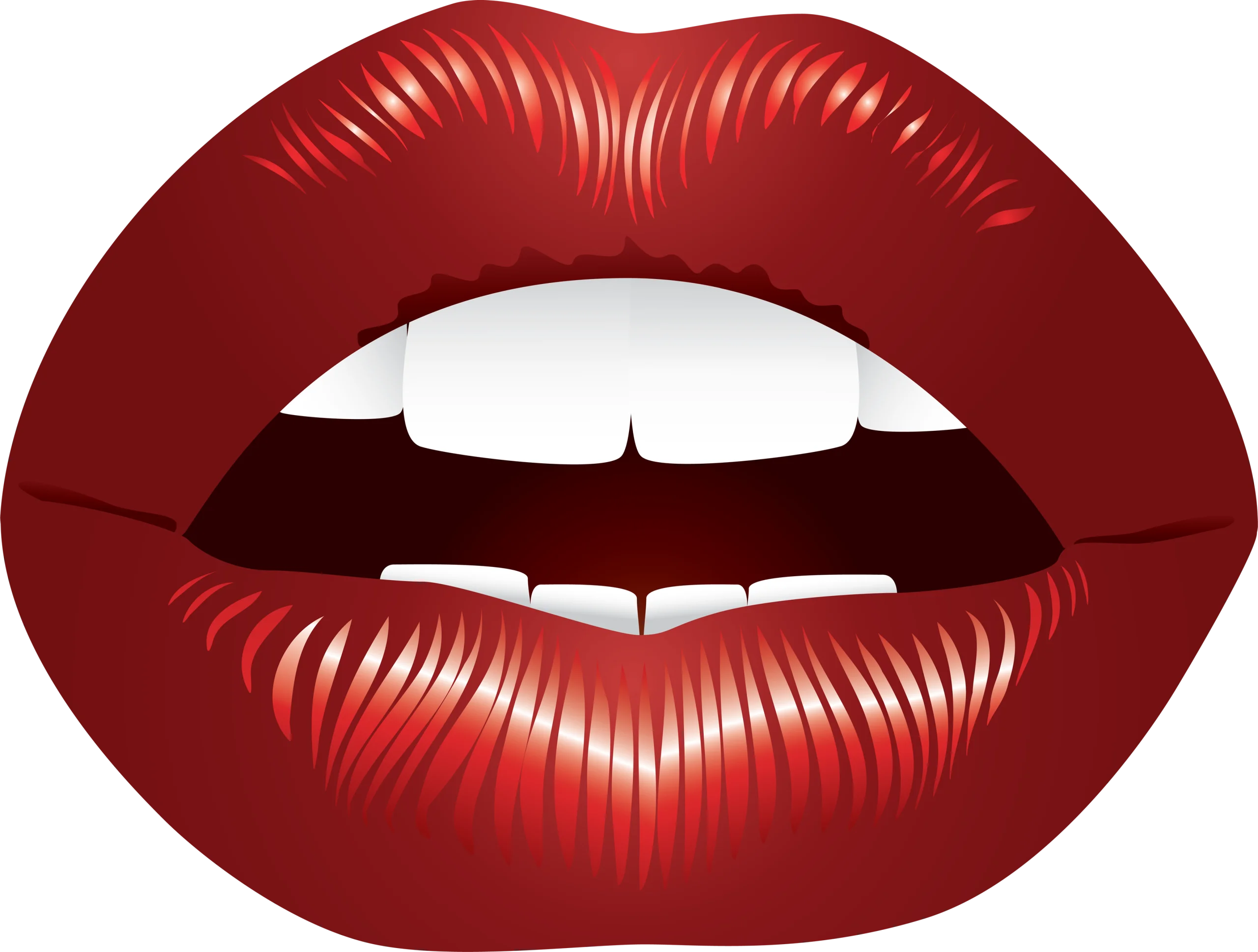 Sensual Red Glossy Lips Clipart Illustration with Dramatic Sheen