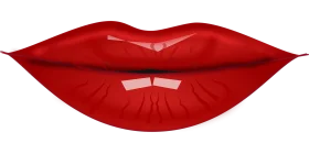 Sensual Red Glossy Lipstick Curve Clipart Illustration of Feminine Charm