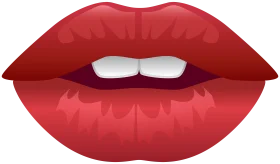 Sensual Red Lips Clipart: Glossy Graphic Illustration of Soft Mouth Design