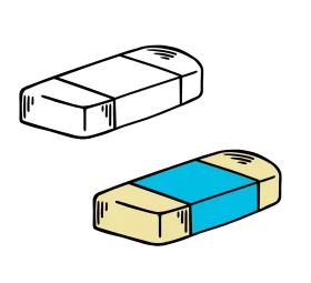 Simple Two-Tone Eraser Clipart Design with Clean Minimalist Style
