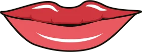 Stylized Red Sensual Lips Clipart Illustration with Smooth Contours