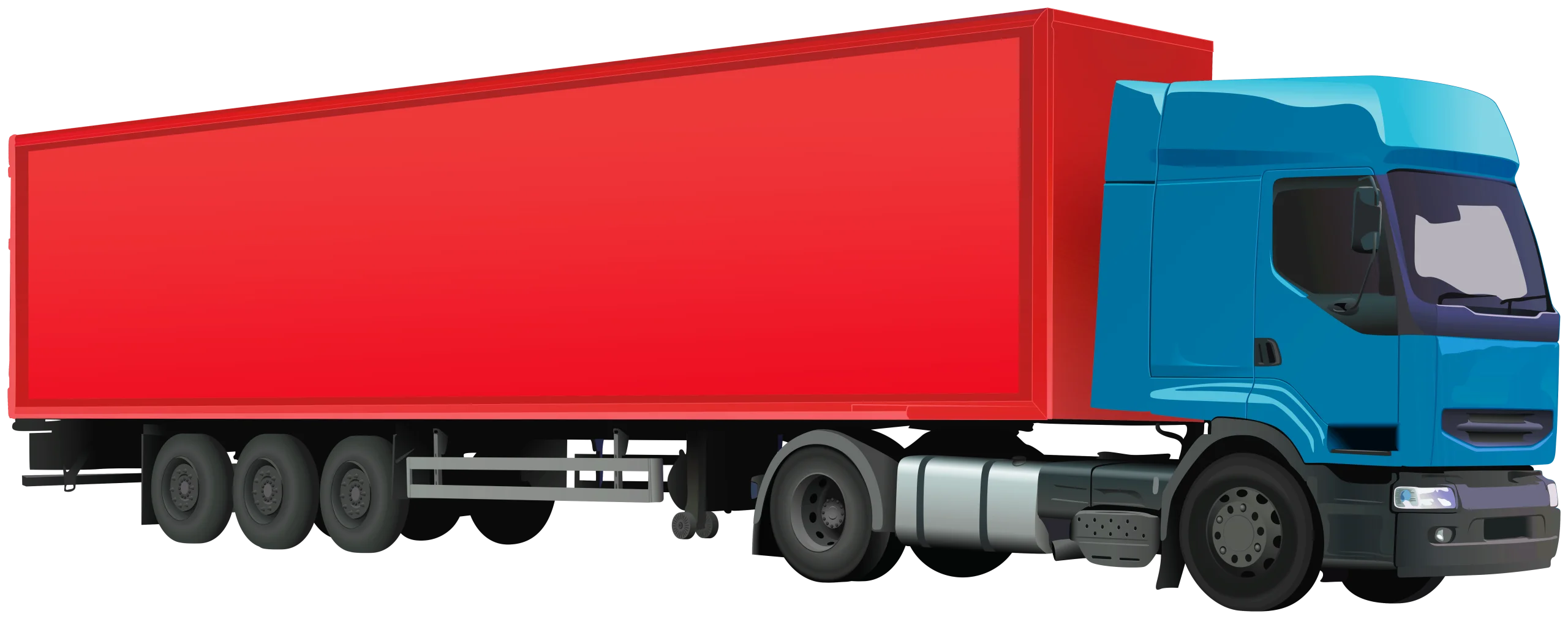 Blue and Red Semi-Trailer Truck Detailed Professional Logistics Clipart Illustration